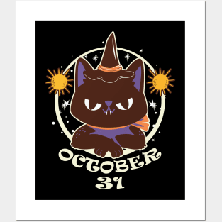 October 31 Funny Cat Halloween Posters and Art